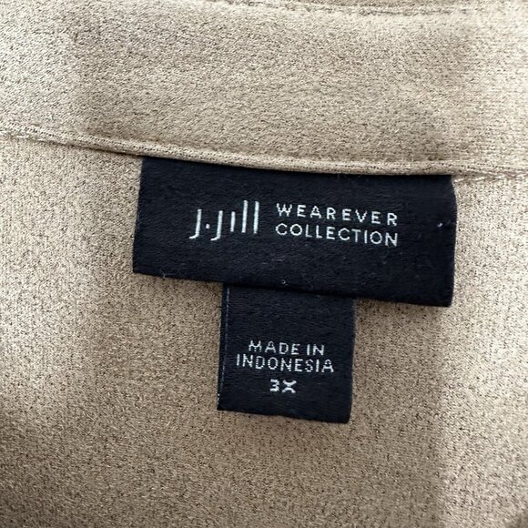 J Jill Button Up Shacket Jacket 3X Wearever Collection Faux Suede Tan - Picture 3 of 12